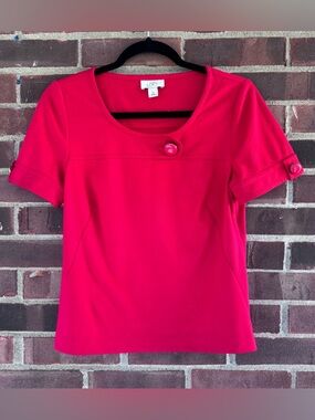 LOFT Women's Short Sleeve Scoop Neck Top size 4 red